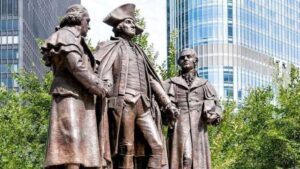 Statue of Haym Salomon, George Washington, and Robert Morris